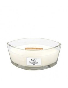 WoodWick Linen - kvapioji žvakė su medine dagtimi